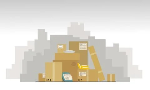 Delayed delivery of goods, parcels, online purchases from China, Europe due t Stock Illustration