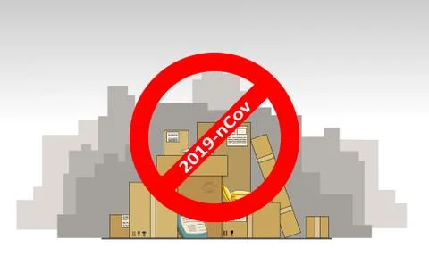 Delayed delivery of goods, parcels, parcels, online purchases from China due  Stock Illustration