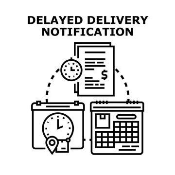 Delayed delivery notification concept with calendar and invoice Stock Illustration