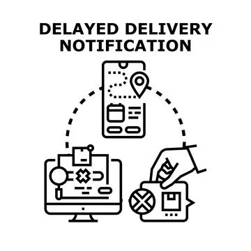 Delayed delivery notification concept for online tracking Stock Illustration