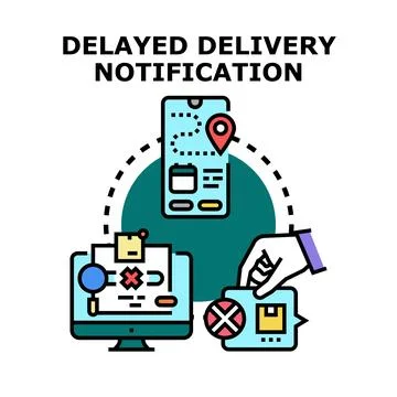 Delayed delivery notification concept for online tracking Stock Illustration