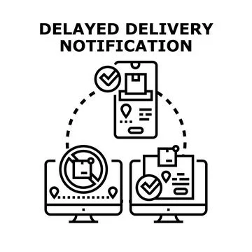 Delayed delivery notification tracking parcel shipment status Stock Illustration