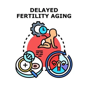 Delayed fertility aging concept with reproductive technologies Stock Illustration