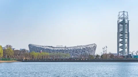 Delayed Materials for Linglong Tower of the Bird's Nest National Stadium Video stock 237049101