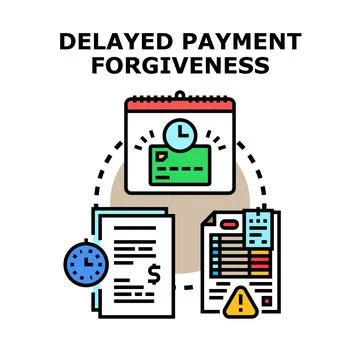 Delayed payment debt forgiveness financial concept illustrating relief Stock Illustration