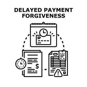Delayed payment debt forgiveness financial concept illustrating relief Stock Illustration