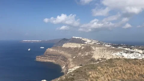 Delayed photography of panoramic view of Oia and Fira Stock Footage 82334815