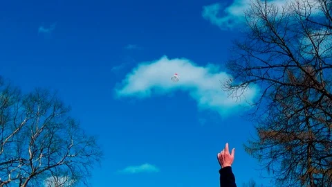 Delayed punch racket in the shuttle when serving in the game badminton Stock Footage 75563927