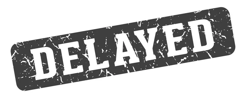Delayed rectangular sign. delayed stamp Stock Illustration