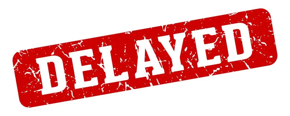 Delayed rectangular sign. delayed stamp Stock Illustration