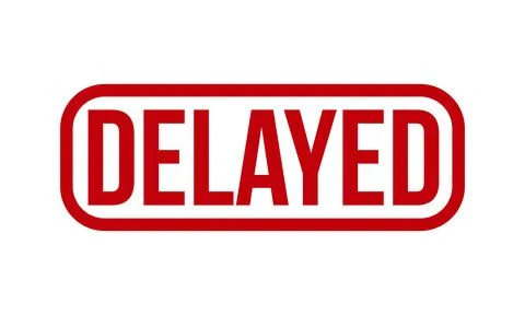 Delayed Rubber Stamp. Red Delayed Rubber Grunge Stamp Seal Vector Illustratio Stock Illustration