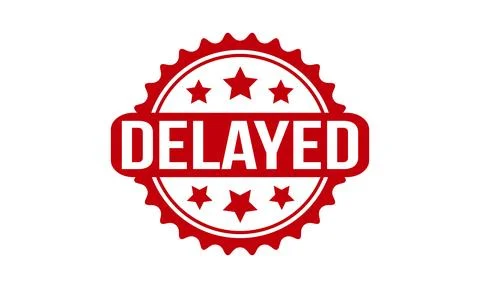 Delayed Rubber Stamp. Red Delayed Rubber Grunge Stamp Seal Vector Illustratio Stock Illustration