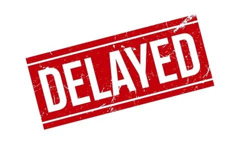 Delayed Rubber Stamp. Red Delayed Rubber Grunge Stamp Seal Vector Illustratio Stock Illustration