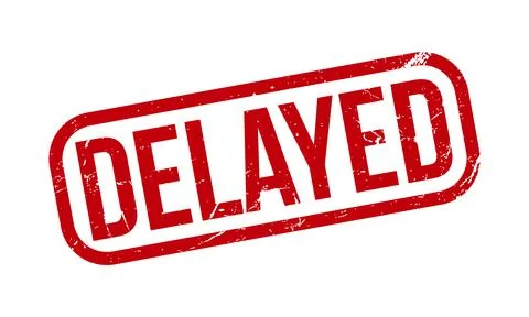 Delayed Rubber Stamp. Red Delayed Rubber Grunge Stamp Seal Vector Illustratio Stock Illustration