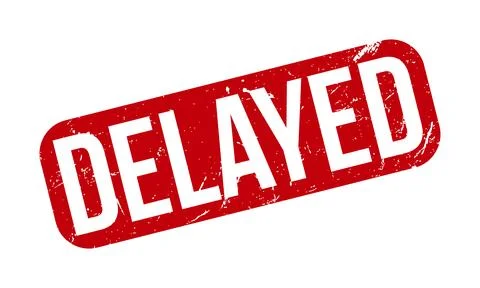 Delayed Rubber Stamp. Red Delayed Rubber Grunge Stamp Seal Vector Illustratio Stock Illustration