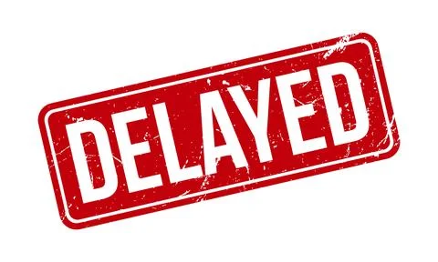 Delayed Rubber Stamp. Red Delayed Rubber Grunge Stamp Seal Vector Illustratio Stock Illustration