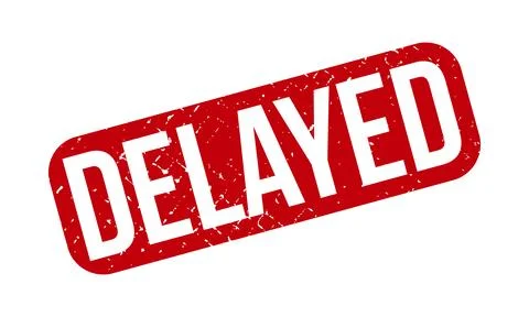 Delayed Rubber Stamp. Red Delayed Rubber Grunge Stamp Seal Vector Illustratio Stock Illustration