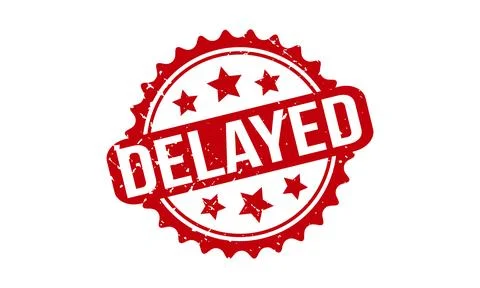 Delayed Rubber Stamp. Red Delayed Rubber Grunge Stamp Seal Vector Illustratio Stock Illustration