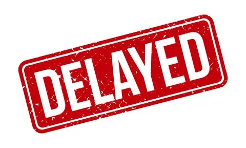 Delayed Rubber Stamp. Red Delayed Rubber Grunge Stamp Seal Vector Illustratio Stock Illustration