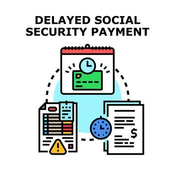 Delayed social security payment concept receiving pension assistance Stock Illustration