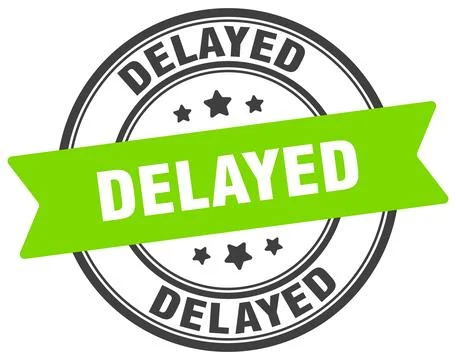 Delayed stamp. delayed label on transparent background. round sign Stock Illustration