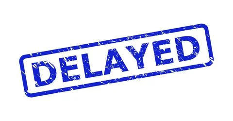 DELAYED Stamp Seal with Corroded Surface and Rounded Rectangle Frame Stock Illustration