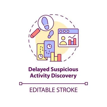 Delayed suspicious activity discovery concept icon Stock-Illustration