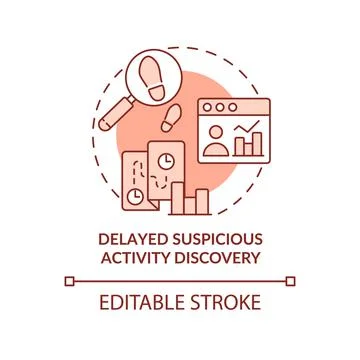 Delayed suspicious activity discovery red concept icon Illustrazione stock