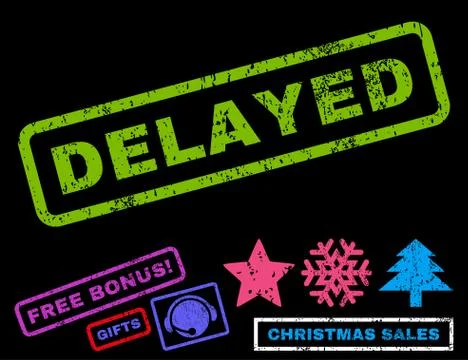Delayed Text Rubber Seal Stamp Watermark with Bonus Stock Illustration