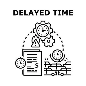 Delayed time problem delaying delivery or schedule イラスト素材