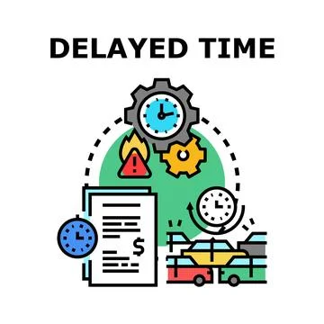 Delayed time problem delaying delivery or schedule Stock Illustration