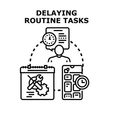 Delaying routine tasks concept vector illustration Stock Illustration