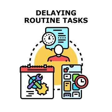 Delaying routine tasks concept vector illustration 库存插图