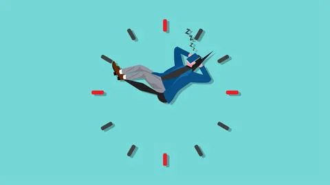 Delaying work or wasting time, laziness to do a task or job, lazy businessm.. Stock Illustration