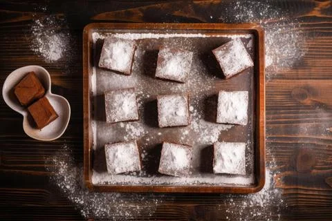 Delectable Dark Brownies Stockfoto's