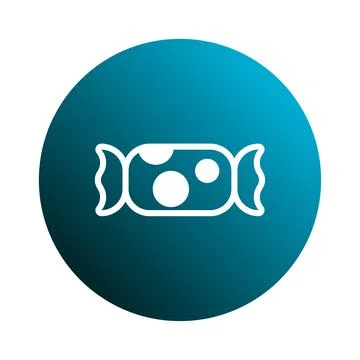 A delectable teal candy with white circles and wrapper icon isolated on whi.. Stock Illustration