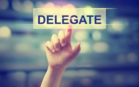 Delegate concept with hand Stock Photos