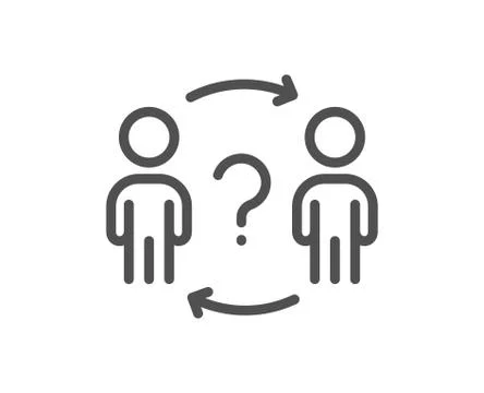 Delegate question line icon. Teamwork help sign. Vector Stock Illustration