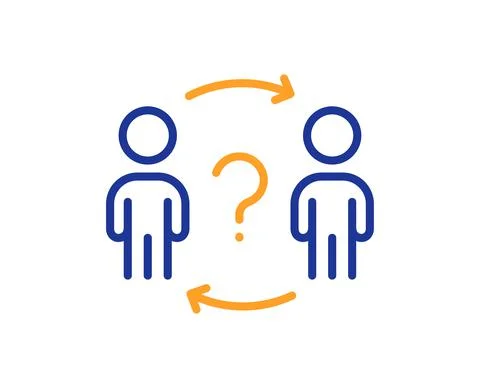 Delegate question line icon. Teamwork help sign. Vector Stock Illustration