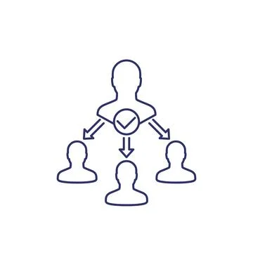 Delegate, task delegation icon, line vector Stockillustratie