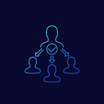 Delegate, task delegation icon, linear Stock Illustration