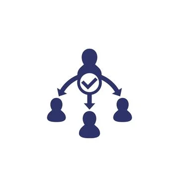 Delegate, task delegation icon on white Stock Illustration