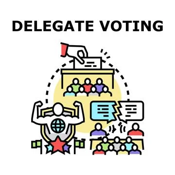 Delegate voting process selecting strong group leader Stock Illustration