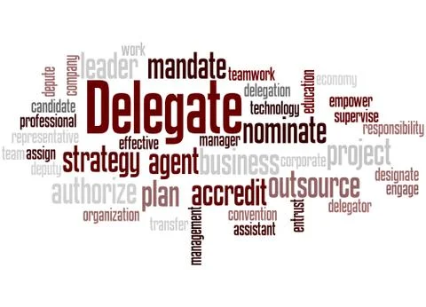 Delegate, word cloud concept Stockillustratie