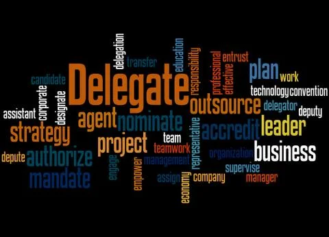 Delegate, word cloud concept Stockillustratie