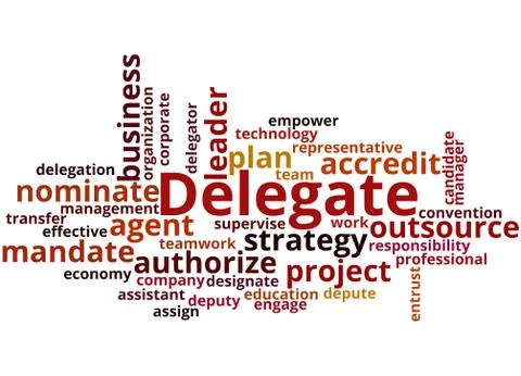 Delegate, word cloud concept Stockillustratie