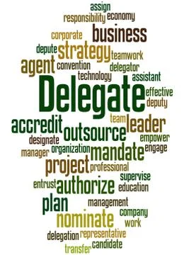 Delegate, word cloud concept Stockillustratie