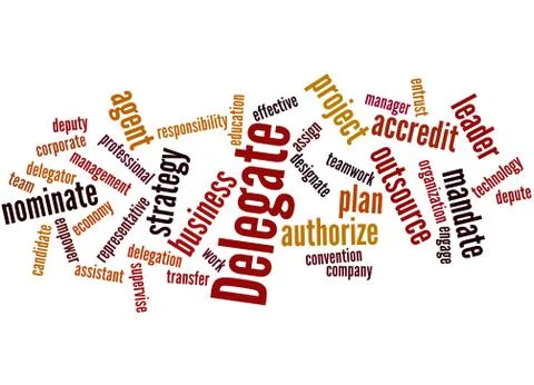 Delegate, word cloud concept Stockillustratie