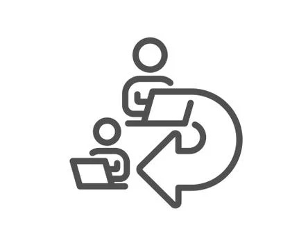 Delegate work line icon. Teamwork share sign. Vector Stock Illustration