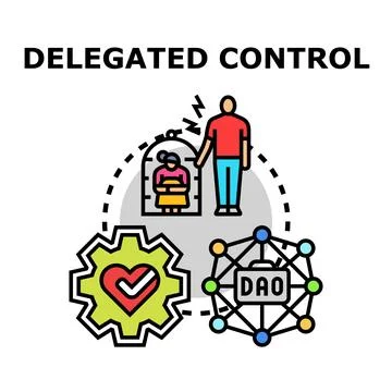 Delegated control concept exploring management authority and process Illustrazione stock